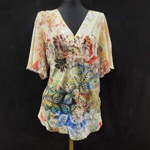 Vintage Simply Irresistible Womens Y2K Babydoll Top Size M Artsy Floral 90S